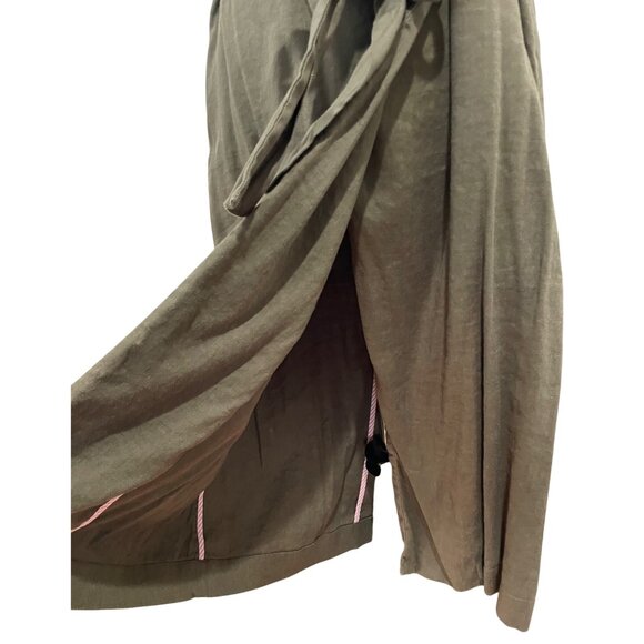 Anthropologie Trench Vest Womens M Olive Green Linen Blend Sleeveless Wrap Belt - Picture 8 of 16